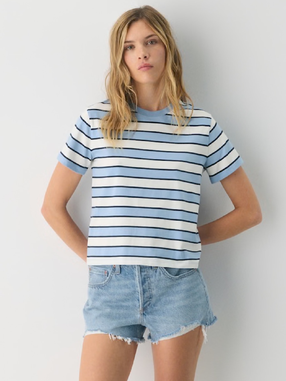 Aritzia CottonWhisk™ Emma T-Shirt, Ripple Blue Light Birch, M
